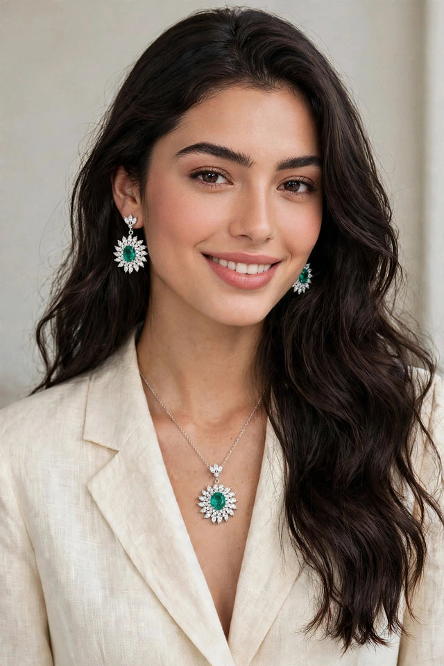 Mermaid glow 925 Silver pendant set