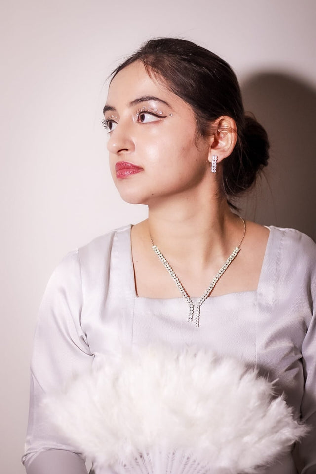 silver set and earrings