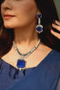 Royal Sapphire Luxe Statement Set – Silver Plated Zirconia Necklace & Earrings