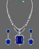 Royal Sapphire Luxe Statement Set – Silver Plated Zirconia Necklace & Earrings