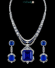 Royal Sapphire Luxe Statement Set – Silver Plated Zirconia Necklace & Earrings