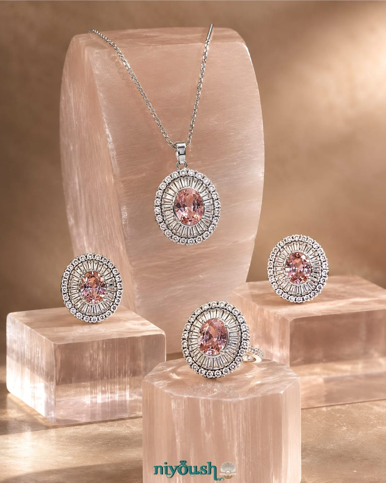 Rosé Quartz pendant Set