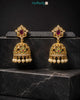 Rangoli Jhumka Earrings | Gold Plated Ruby Emerald & Pearl  Jhumkas by Niyoush