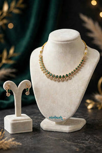 Zaryab Emerald Elegance - Gold Plated Necklace Set