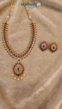 Anaya Ruby & Emerald Temple Necklace Set