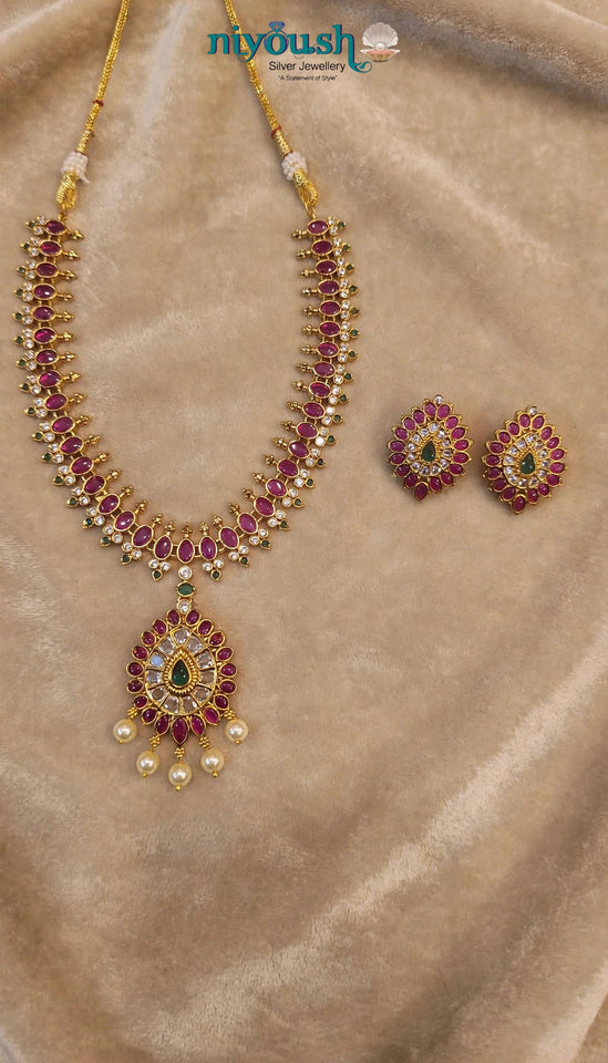 Anaya Ruby & Emerald Temple Necklace Set