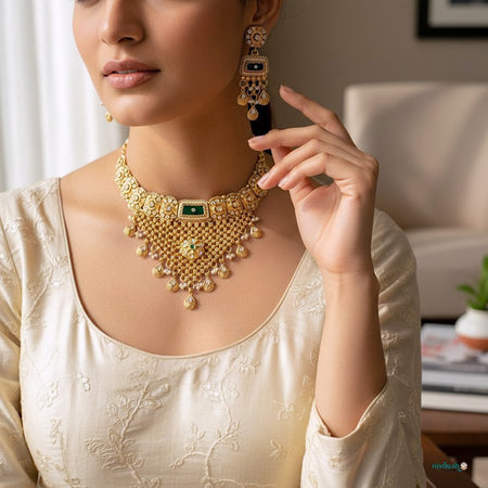Zeenat emerald choker set