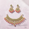 Gulabi Noor - Pink Artificial Kundan Choker Set with Earrings and Teeka | Meenakari Bridal Set