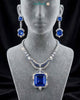 Royal Sapphire Luxe Statement Set – Silver Plated Zirconia Necklace & Earrings