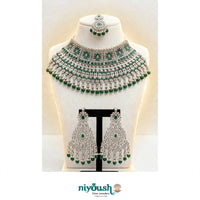 Emerald Royal Silver Bridal Set