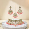 Gulabi Noor - Pink Artificial Kundan Choker Set with Earrings and Teeka | Meenakari Bridal Set