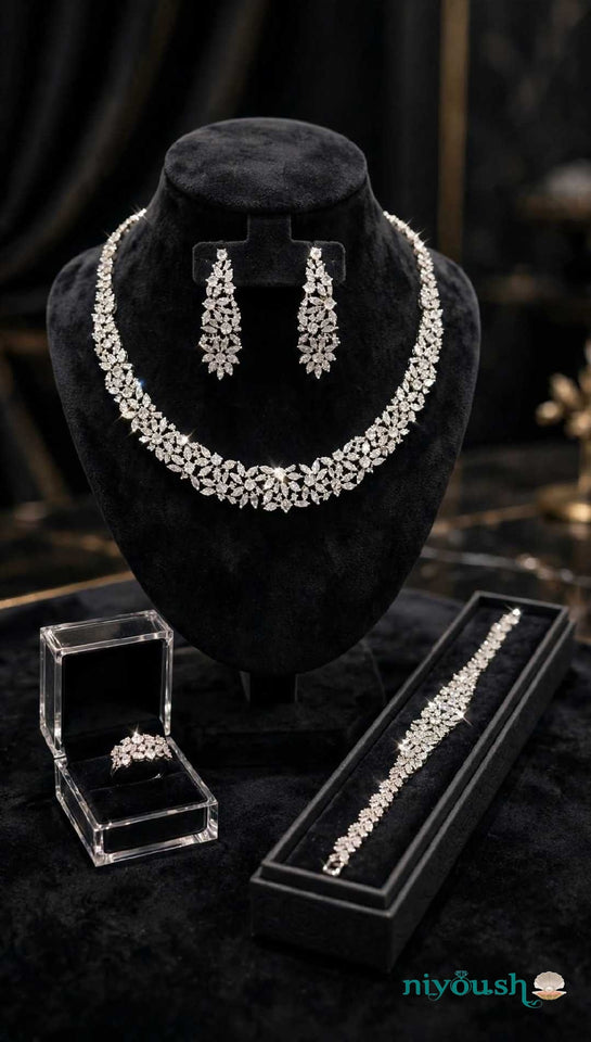 Niyoush Starlight - Premium 4-Piece Artificial Diamond-Cut Bridal Set